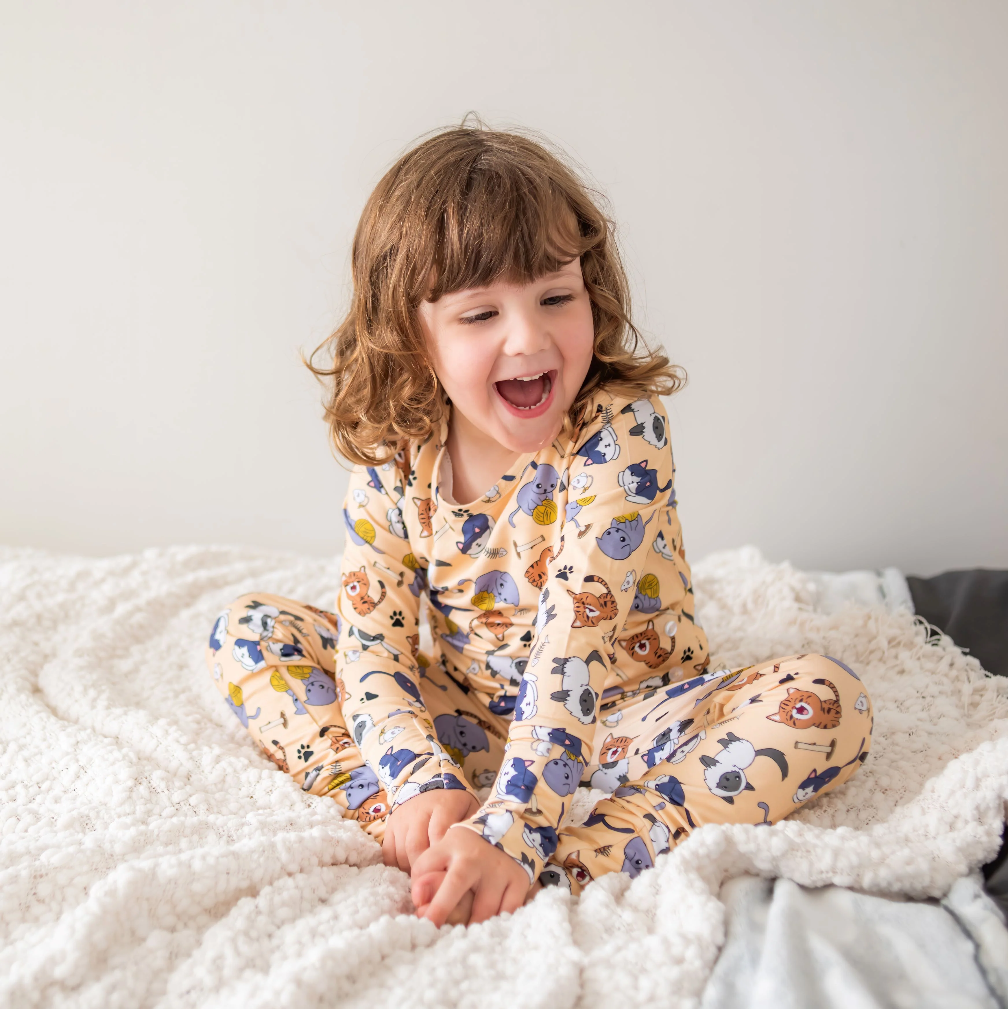 Kids Bamboo Pyjamas - Feline Good (Sz 5-6) - Image 3