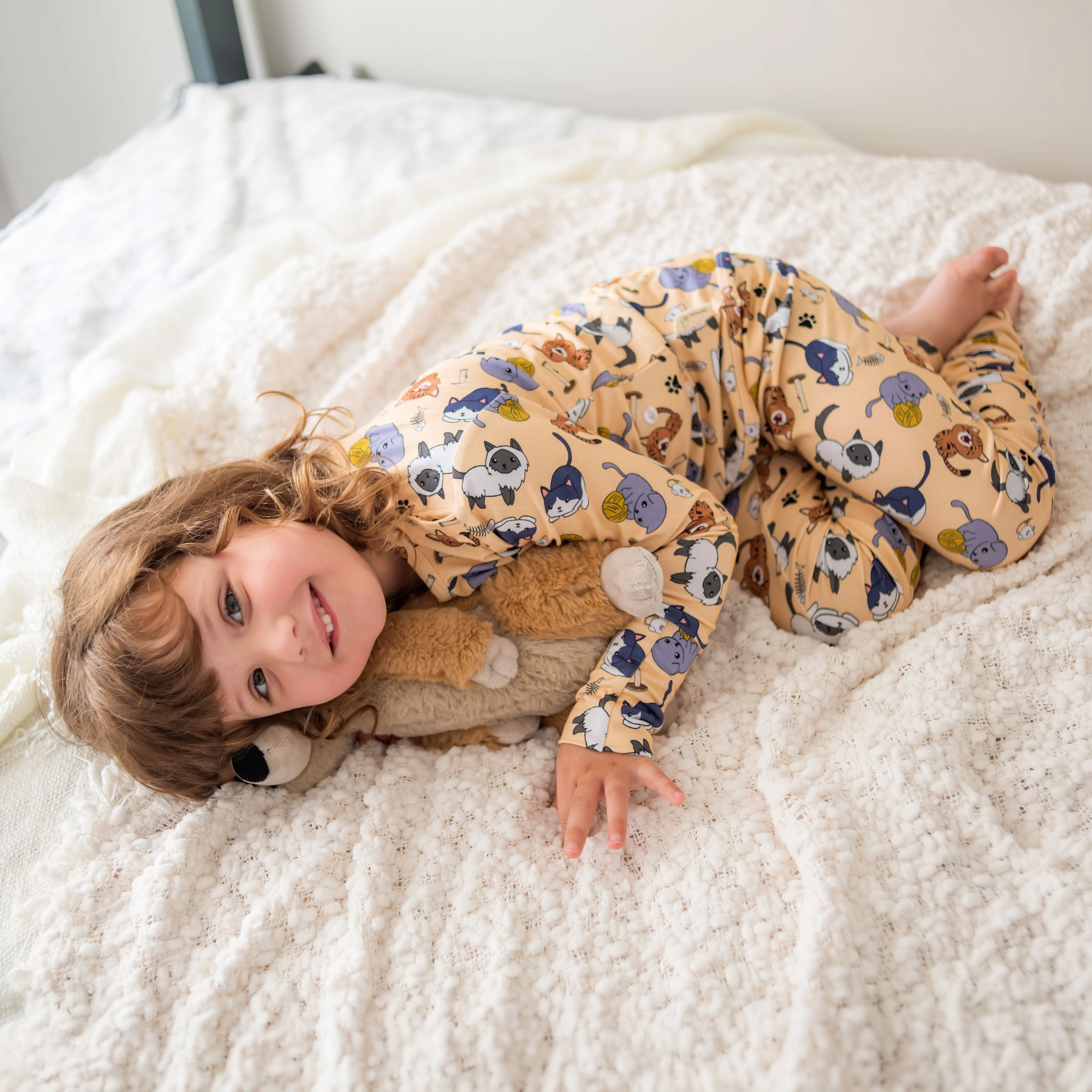 Kids Bamboo Pyjamas - Feline Good (Sz 5-6) - Image 4