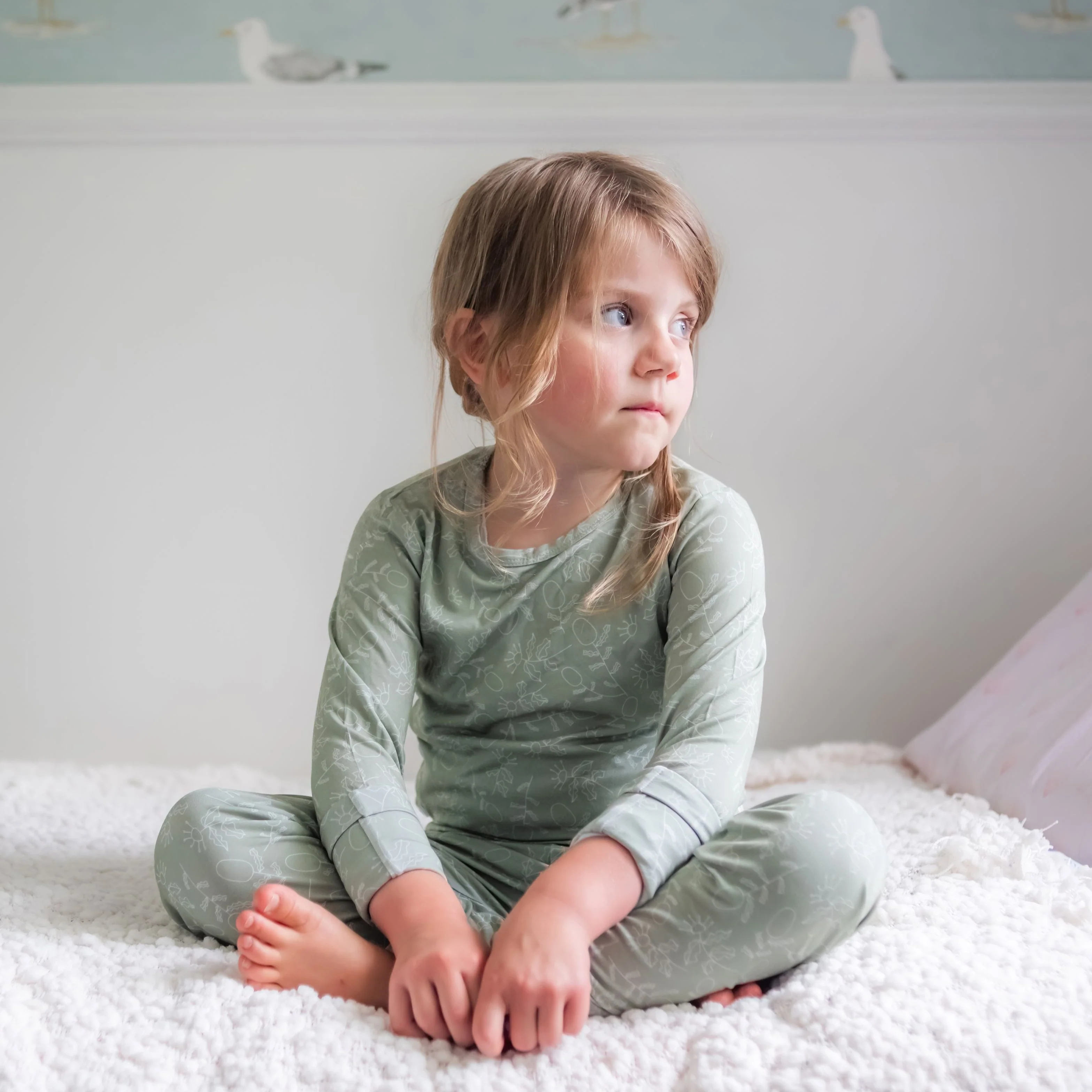 Kids Bamboo Pyjamas - Sage Dreams (Sz 5-8) - Image 3