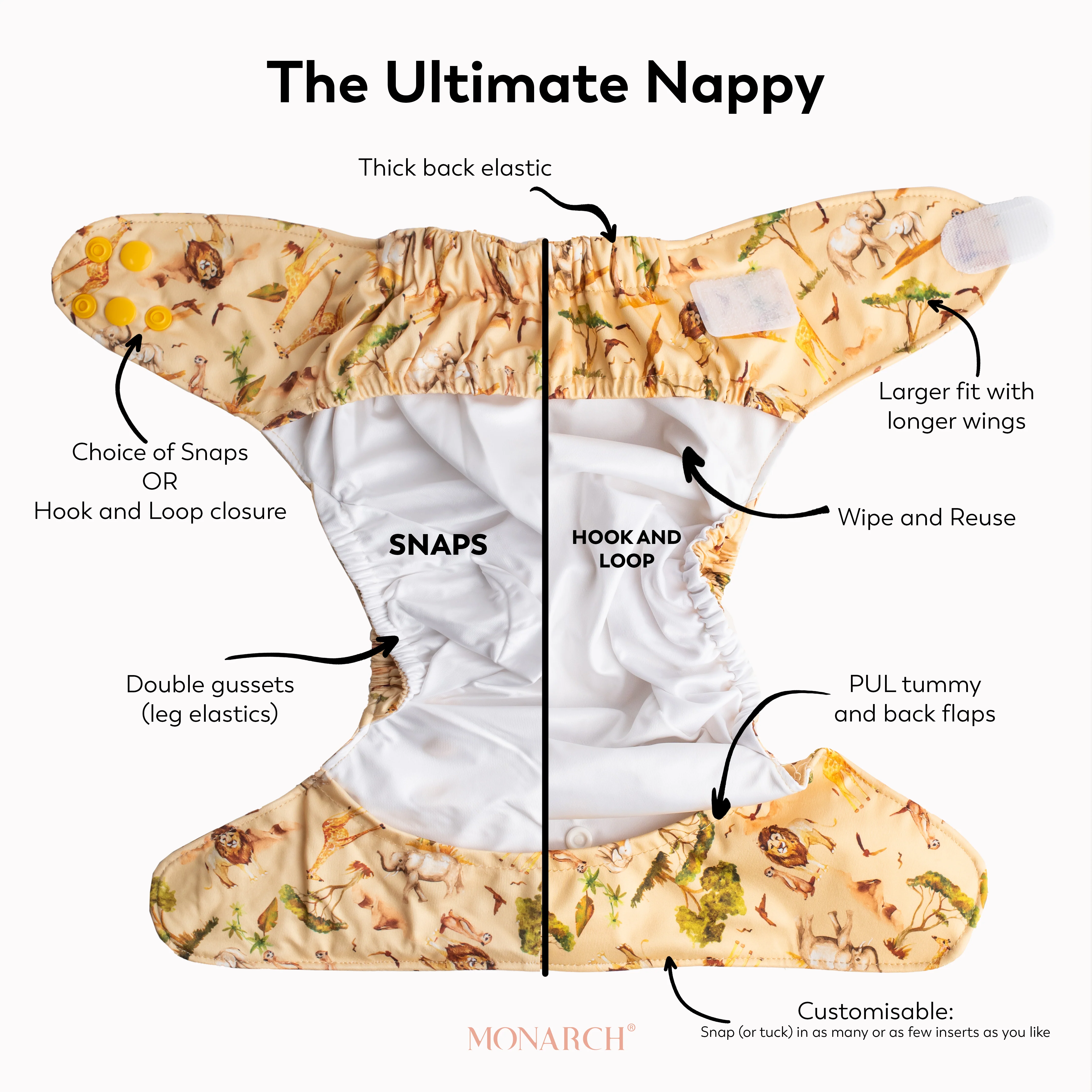 Ultimate Wipeable Cloth Nappy (Deluxe) | Wild At Heart - Image 5