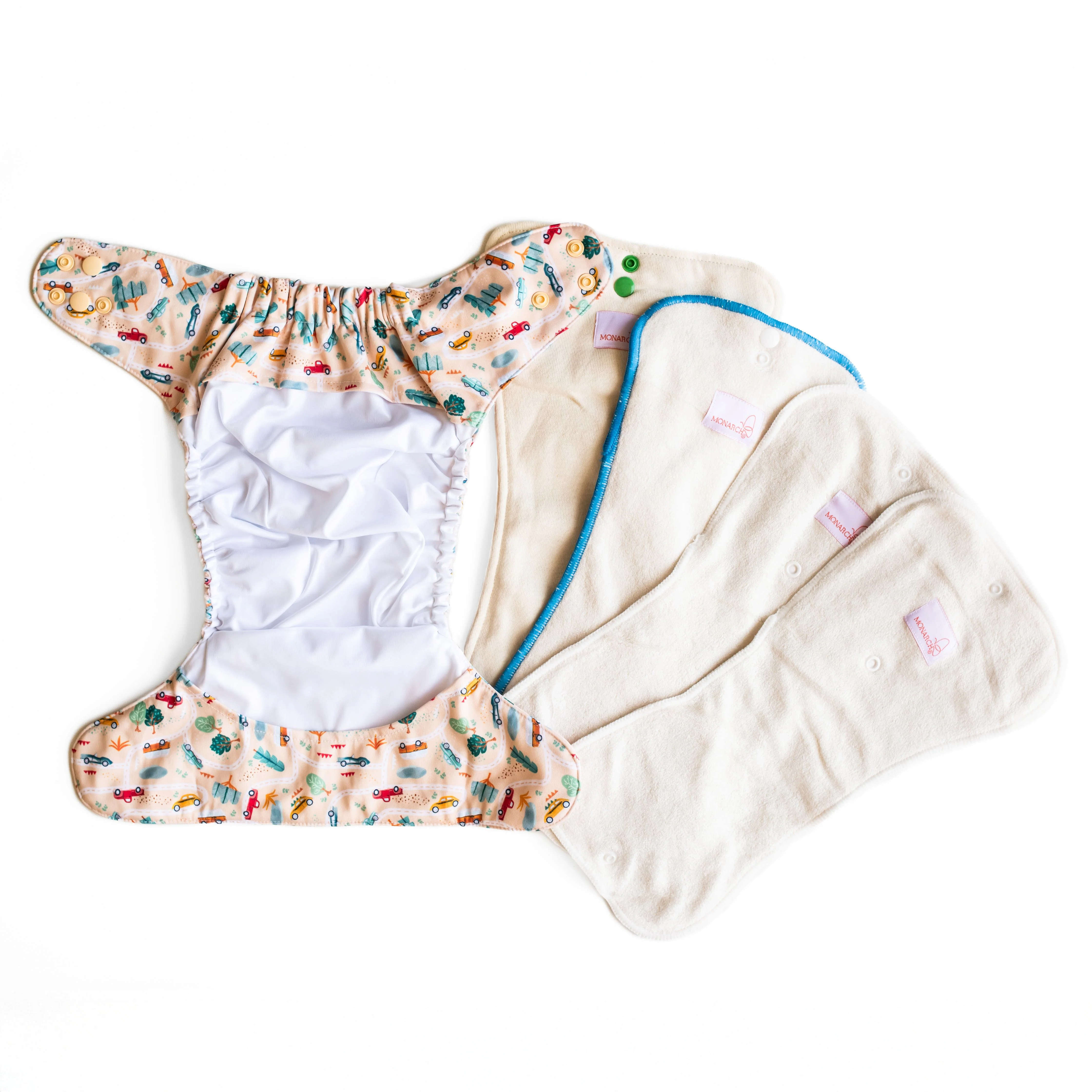 Ultimate Wipeable Cloth Nappy (Deluxe) | On The Road (Butter) - Image 4