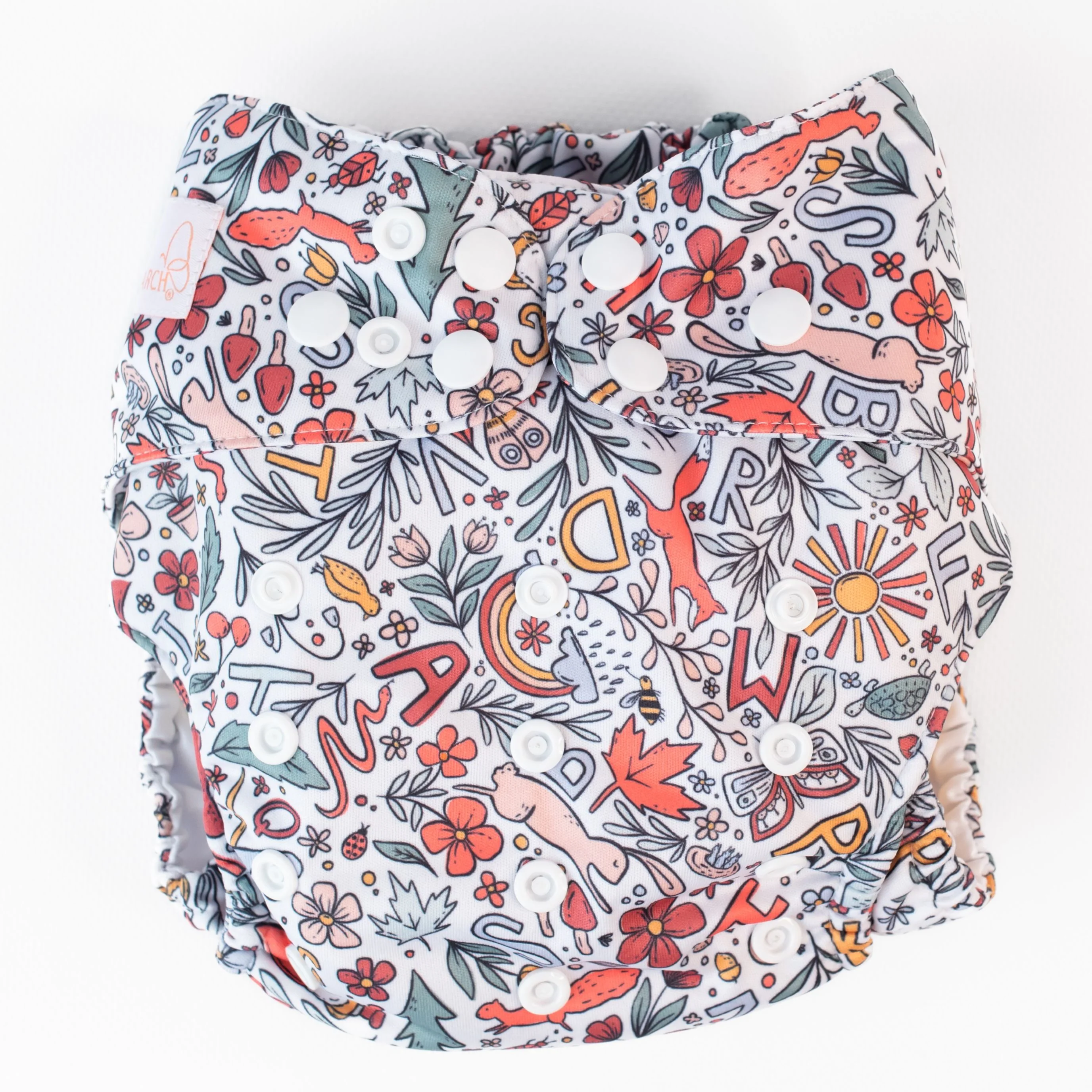 Ultimate Wipeable Cloth Nappy (Deluxe) | Woodland Alphabet - Image 3