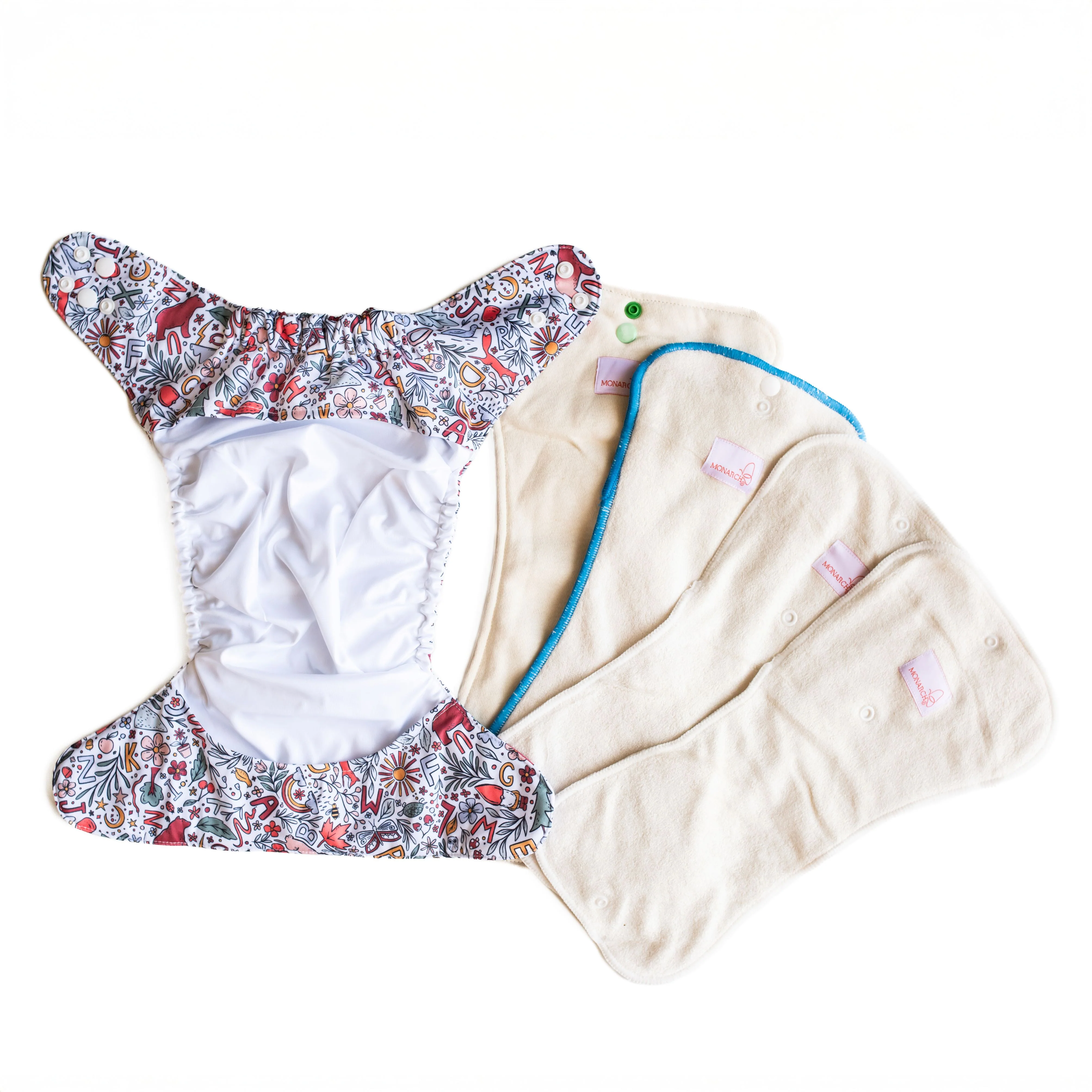 Ultimate Wipeable Cloth Nappy (Deluxe) | Woodland Alphabet - Image 4